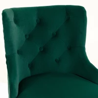 HOMCOM Bar Stools Set of 2, Modern Swivel & Adjustable Velvet Barstools with Button-Tufted Back, Footrest for Home Bar, Green(m-10)