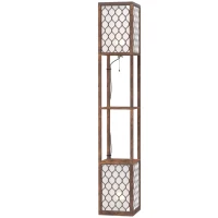 HOMCOM Duo Light Floor Shelves - Rustic Brown(m-1)