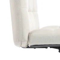 HOMCOM Armless Office Chair, Cross Legged Linen Computer Desk Vanity Chair with Wide Seat, Rocking Function, Beige(m-12)