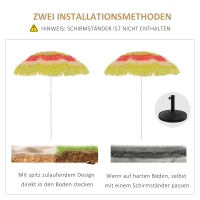 Outsunny Hawaiischirm, Sonnenschirm, Gartenschirm, höhenverstellbar, neigbar, bunt, Ø160 x 190cm(m-7)