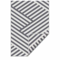 Outsunny Outdoor Wendeteppich, wasserfest, gestreift, 182x274cm, Grau/Creme(m-11)