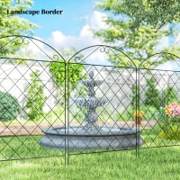 Outsunny Decorative Garden Fencing, 43in x 11.4ft Outdoor Picket Fence Panels, 4PCs Rustproof Steel Wire Landscape Flower Bed Border Edging, Gentle Swirls(m-7)