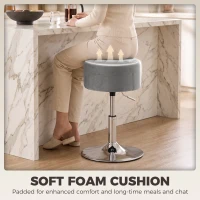 HOMCOM Bar Stool Adjustable Swivel Chair Velvet-Feel Seat 1 Piece, Grey(m-7)