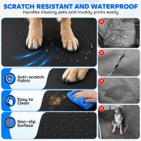 PawHut Dog Car Seat Cover, Waterproof Dog Travel Hammock w/ Non-Slip & Anti-Scratch Surface, Mesh Window and Pockets, Blue(m-5)