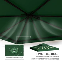 Outsunny 3(m) Gazebo Top Cover Double Tier Canopy Replacement Pavilion Roof Dark Green(m-4)