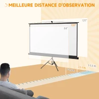 HOMCOM Écran de projection 100 pouces avec support trépied hauteur réglable, écran 4K HD 16:9(m-7)