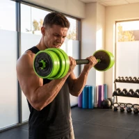 SPORTNOW 30kg 6-In-One Adjustable Weight Dumbbells Set, Barbell, Kettlebell, Push Up Stand - Green(m-2)