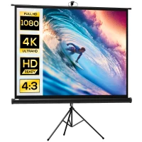 HOMCOM Projectiescherm 4:3, filmscherm voor thuis of kantoor, zwart(m-11)