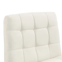 HOMCOM Armless Office Chair, Cross Legged Linen Computer Desk Vanity Chair with Wide Seat, Rocking Function, Beige(m-10)