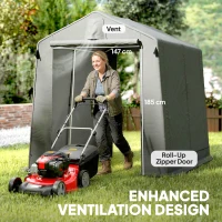 Outsunny 7.5 x 6.2 ft Outdoor Garden Storage Shed, Waterproof Bike Tent with Roll-Up Zipper Door and Vent, Dark Grey(m-6)