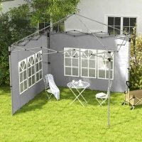 Outsunny Paredes Laterales para Carpa de 3 x 3 / 3 x 4 m 2 Paneles de Tela Oxford de 295x195 cm con Ventana para Fiestas Gris(m-2)