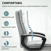 HOMCOM Scaun de Birou Ergonomic cu Spătar Înalt, Înălțime Reglabilă, Funcție de Leagăn și Brațe, 63x70x102-112 cm, Gri(m-4)