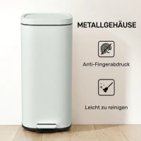HOMCOM 30L Küchenmülleimer Pedaleimer mit Deckel, Soft-Close- und Offenhalte-Funktion für Küche, Zuhause(m-7)