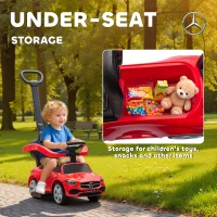 AIYAPLAY 2 in 1 Baby Ride on Push Car Mercedes-Benz C-Class Licensed Walker Foot to Floor Push-Along with Removable Handle, Red(m-6)