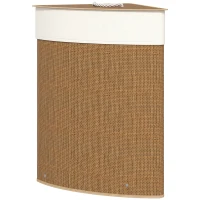 HOMCOM Cesto Ropa Sucia Bambú para Esquina 55L con Tapa y Asa Bolsa Extraíble Lavable 35x35x60 cm Marrón(m-11)