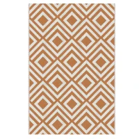 Outsunny Tapete de Exterior Reversível de Plástico Impermeável para para Varanda Pátio Campismo Praia 182x274cm Marrom e Branco(m-12)