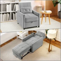 HOMCOM Linen-Look Single Chair Bed - Light Grey(m-10)