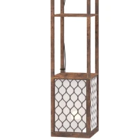 HOMCOM Duo Light Floor Shelves - Rustic Brown(m-10)