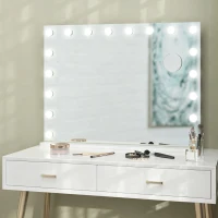 HOMCOM Miroir maquillage lumineux LED intensité réglable miroir grossissant port de charge USB, 80 x 62 cm(m-2)