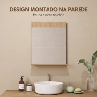HOMCOM Espelho de Casa de Banho de Parede com Prateleira Aberta 50x12x60 cm Carvalho(m-4)