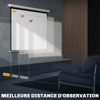 HOMCOM Écran de projection de 84 pouces, écran vidéoprojecteur, 4:3 4K HD, fixation mur ou plafond, 181l x 8P x 138H cm, blanc(m-6)