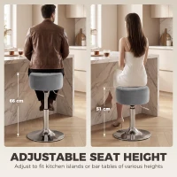 HOMCOM Bar Stool Adjustable Swivel Chair Velvet-Feel Seat 1 Piece, Grey(m-4)