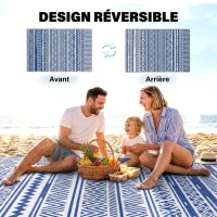 Outsunny Tapis extérieur Style Graphique - Tapis réversible 2 Motifs - dim. 2,74L x 1,82l m - PP Haute densité 310 g/m²(m-7)
