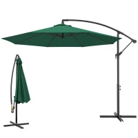 Outsunny Ombrellone da Giardino 3x2.5 m, Inclinabile con Base a Croce e Manovella, in Acciaio e Poliestere(m-11)