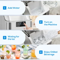 HOMCOM IJsblokjesmachine, ijsdispenser, Ice-Maker, 20 kg/24 uur ijsmaker met 2,1 L watertank, zilver(m-9)