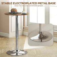 HOMCOM Round Bar Table, 360 Degree Swivel Counter Pub Table with Adjustable Height, for Kitchen, Cafe, Rustic Brown(m-6)