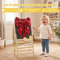 AIYAPLAY Cavalete Infantil em Madeira com Quadro de Dupla Face, Relógio, Ábaco e Apagador, a partir de 2 Anos, Natural(m-7)
