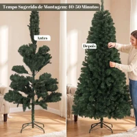 HOMCOM Árvore de Natal Artificial 200 cm com 1000 Ramos, Base Dobrável, Design por Secções e Montagem Fácil, Verde(m-8)