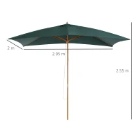 Outsunny Ombrellone 2x3 m da Giardino in Legno Laccato e Bambù con Copertura Rimovibile, Verde Scuro(m-3)