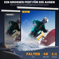 HOMCOM Projectiescherm 176,5 x 176,5 cm 85 inch 1:1 HD 4K Gemotoriseerd voor Thuisbioscoop en Kantoor(m-4)
