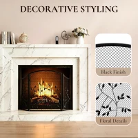 HOMCOM 3-Panel Folding Fireplace Screen for Hearth Protection, Heat-Resistant Metal Fire Spark Guard, Black(m-6)
