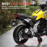 AIYAPLAY Motocicletă Electrică Copii, Licențiată Honda, Faruri Roți Antrenament, Galbenă(m-6)