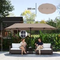 Outsunny parasol met zwengel tuinparasol dubbele marktparasol 460 x 270 cm koffie(m-3)