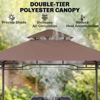 Outsunny 2.5x1.5m (8'x5') Grill Gazebo Canopy, Double Tiered Outdoor BBQ Gazebo Shelter with 2 Side Shelves for Garden, Patio, Barbecue, Picnic, Coffee(m-4)