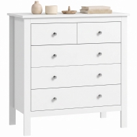 HOMCOM 5 Drawer Chest of Drawers, Modern Dresser for Bedroom, Bedside Storage Cabinet, Wide Storage Unit with Glide Runners for Living Room, Hallway, Closet, 79 x 39.5 x 80.5 cm, White