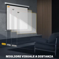 HOMCOM Schermo per Proiettore 84" Formato 4:3, Angolo di 160° e Montaggio a Soffitto o Parete(m-6)