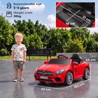 AIYAPLAY Carro Elétrico Infantil Mercedes-Benz SL500 12V Vermelho com Comando à Distância, 2 Motores e Suspensão(m-3)