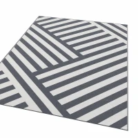 Outsunny Plastic Straw Reversible RV Outdoor Rug with Carry Bag, 182 x 274cm, Grey and Cream(m-10)