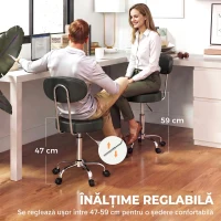 HOMCOM Scaun Reglabil Rotativ a 360°con Spătar Și Șezut Tapițate, Negru(m-4)