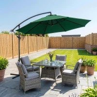 Outsunny Ombrellone da Giardino 3x2.5 m, Inclinabile con Base a Croce e Manovella, in Acciaio e Poliestere(m-2)
