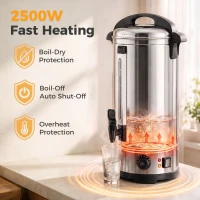 HOMCOM 24L Catering Urn, 2500W Stainless Steel Hot Water Boiler Dispenser with Thermostat, Keep Warm Function and Easy Pour Tap(m-7)