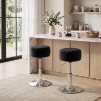 HOMCOM Bar Stool Adjustable Swivel Chair Velvet-Feel Seat 1 Piece, Black(m-8)
