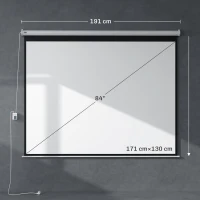 HOMCOM Beamer-Leinwand, inkl. Fernbedienung, 84 Zoll, 4:3 Format, 171x130 cm, Weiß(m-3)