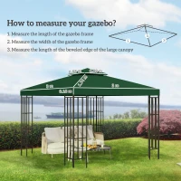 Outsunny 3(m) Gazebo Top Cover Double Tier Canopy Replacement Pavilion Roof Dark Green(m-3)