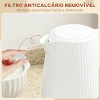 HOMCOM Jarro Elétrico 1,7 L 2200 W com Filtro Anticalcário Removível Desligamento Automático Base Giratória 360° Creme(m-7)