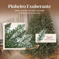 HOMCOM Árvore de Natal Artificial 210 cm com 2641 Ramos e Base Metálica Dobrável Realista e Frondosa Verde(m-5)